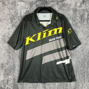 Klim Polo Shirt Mens XL Black Yellow Gear Tech Performance Polyester Moto